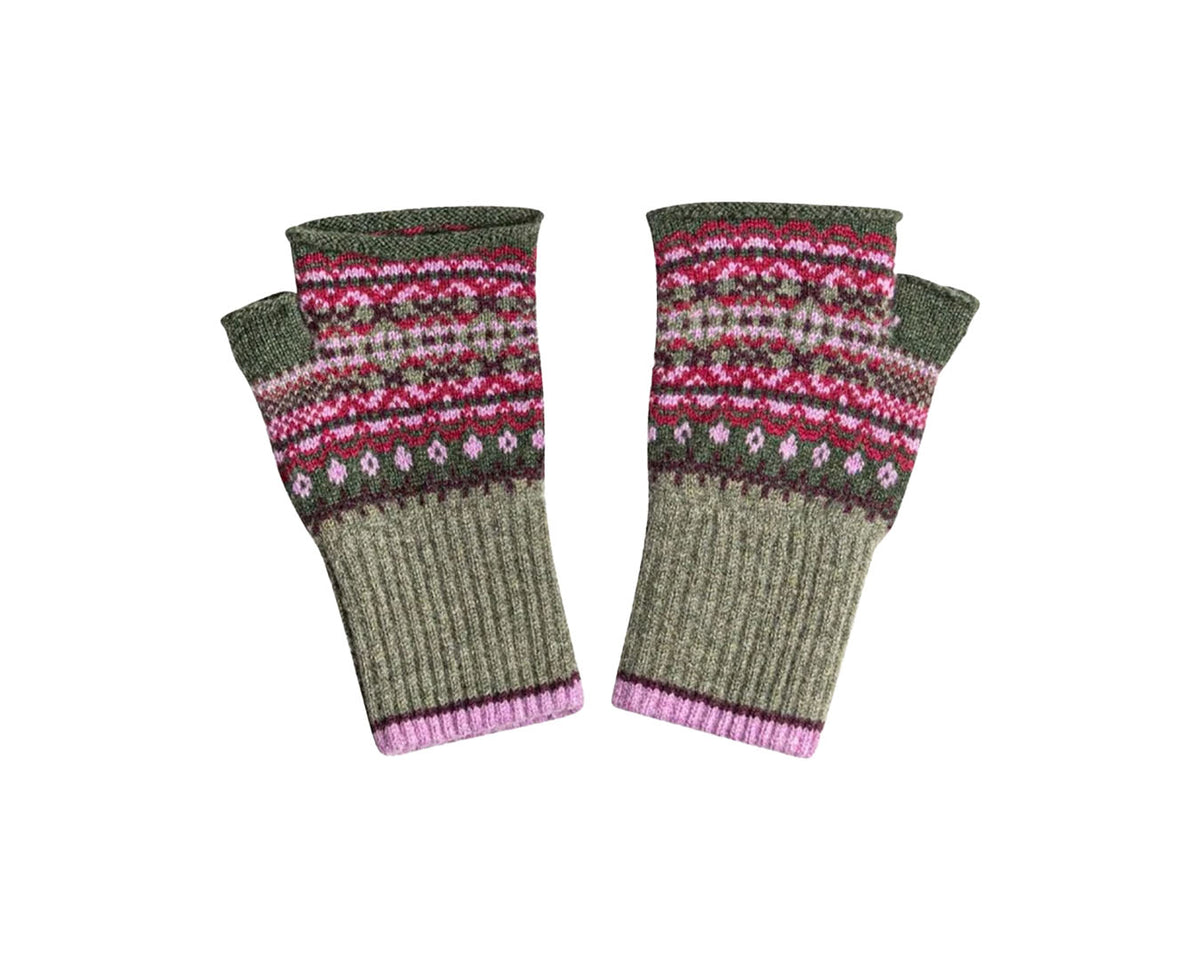 Alloa Open Mitts | Tyrian Thistle Fairisle