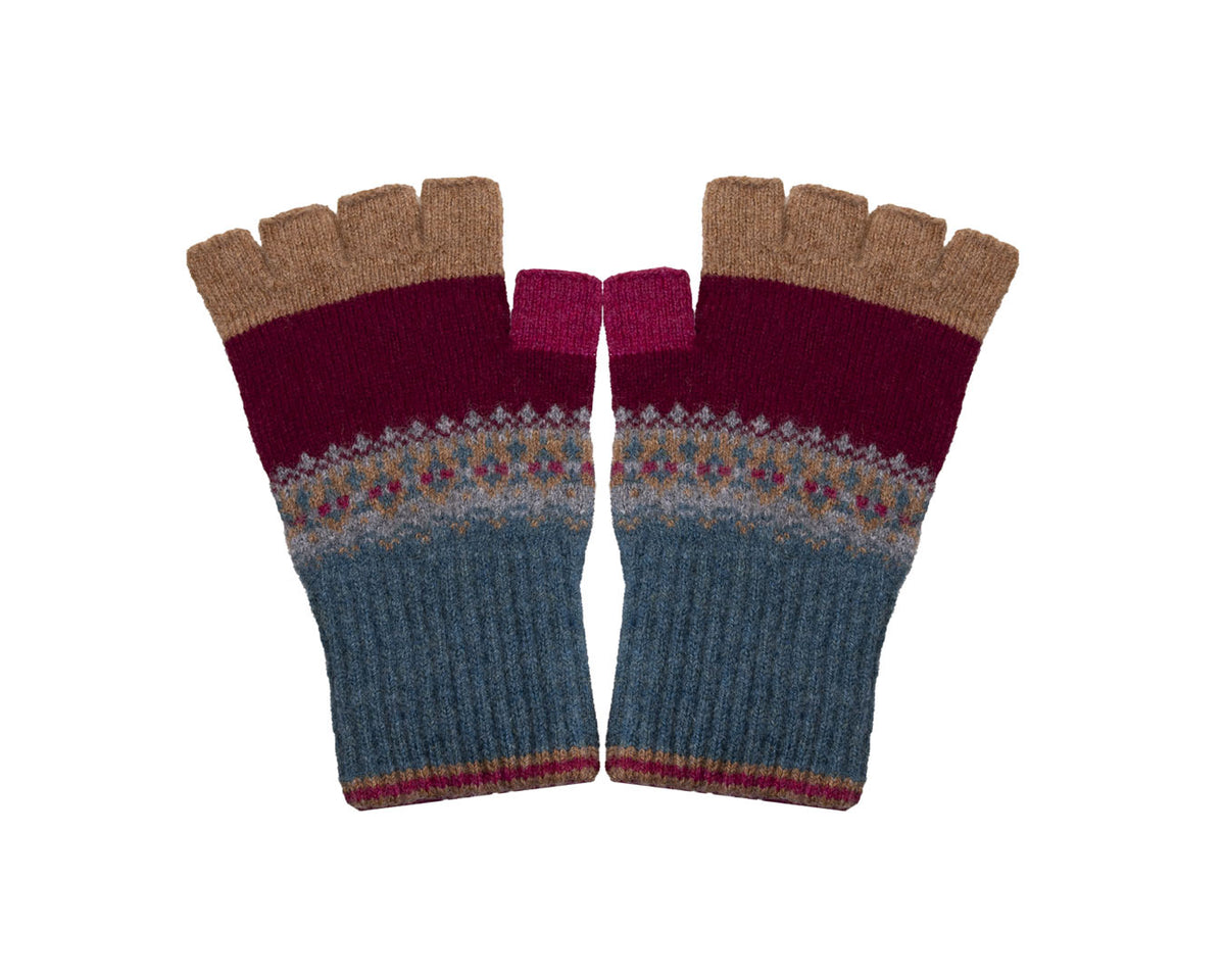 Alloa Fingerless Gloves | Velvet Fairisle