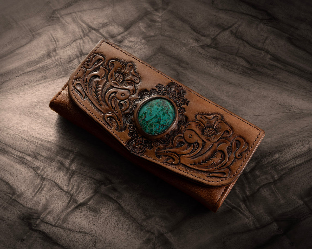 Western Floral Wallet | Turquoise