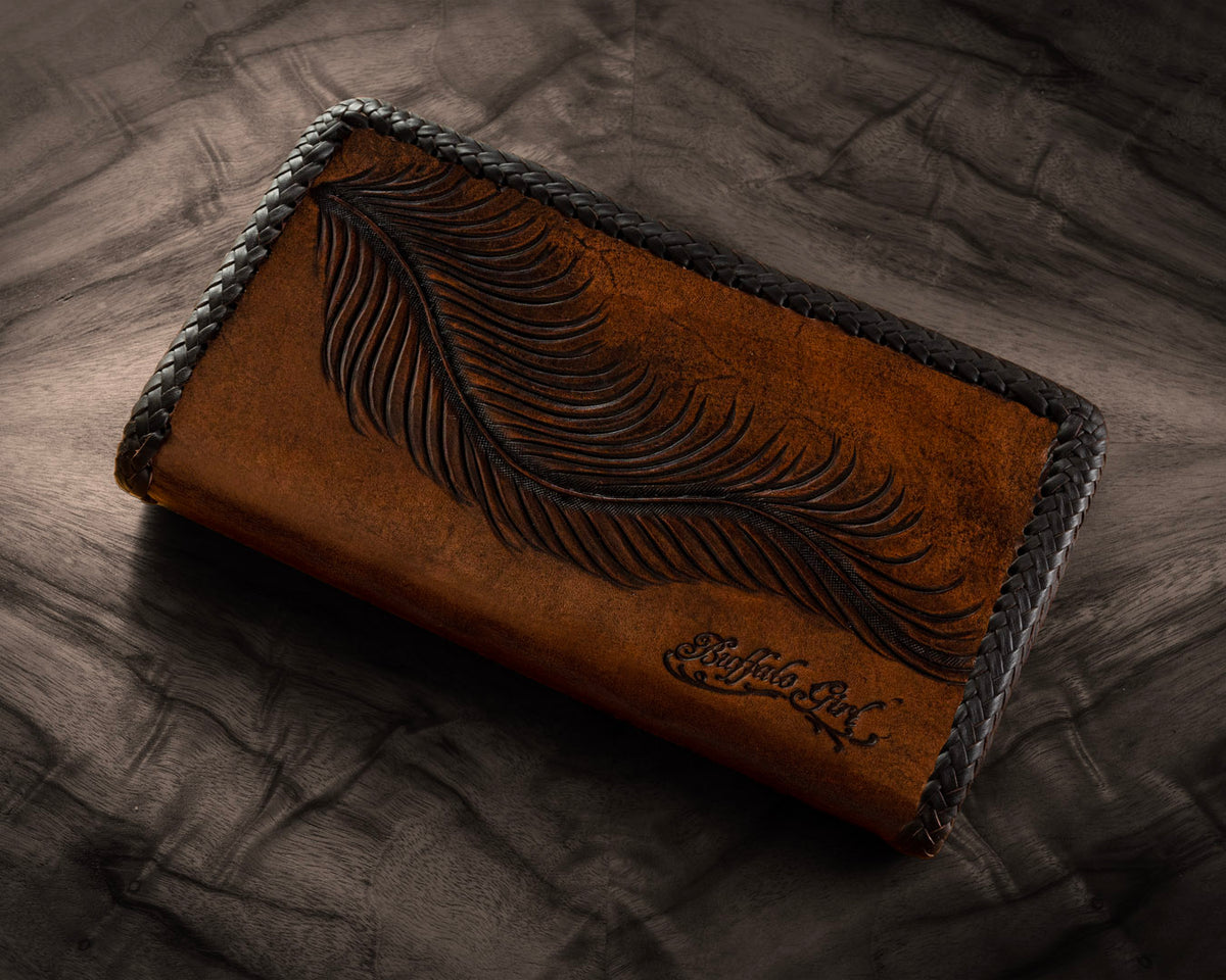 Large Eagle Feather Wallet | Navajo Concho