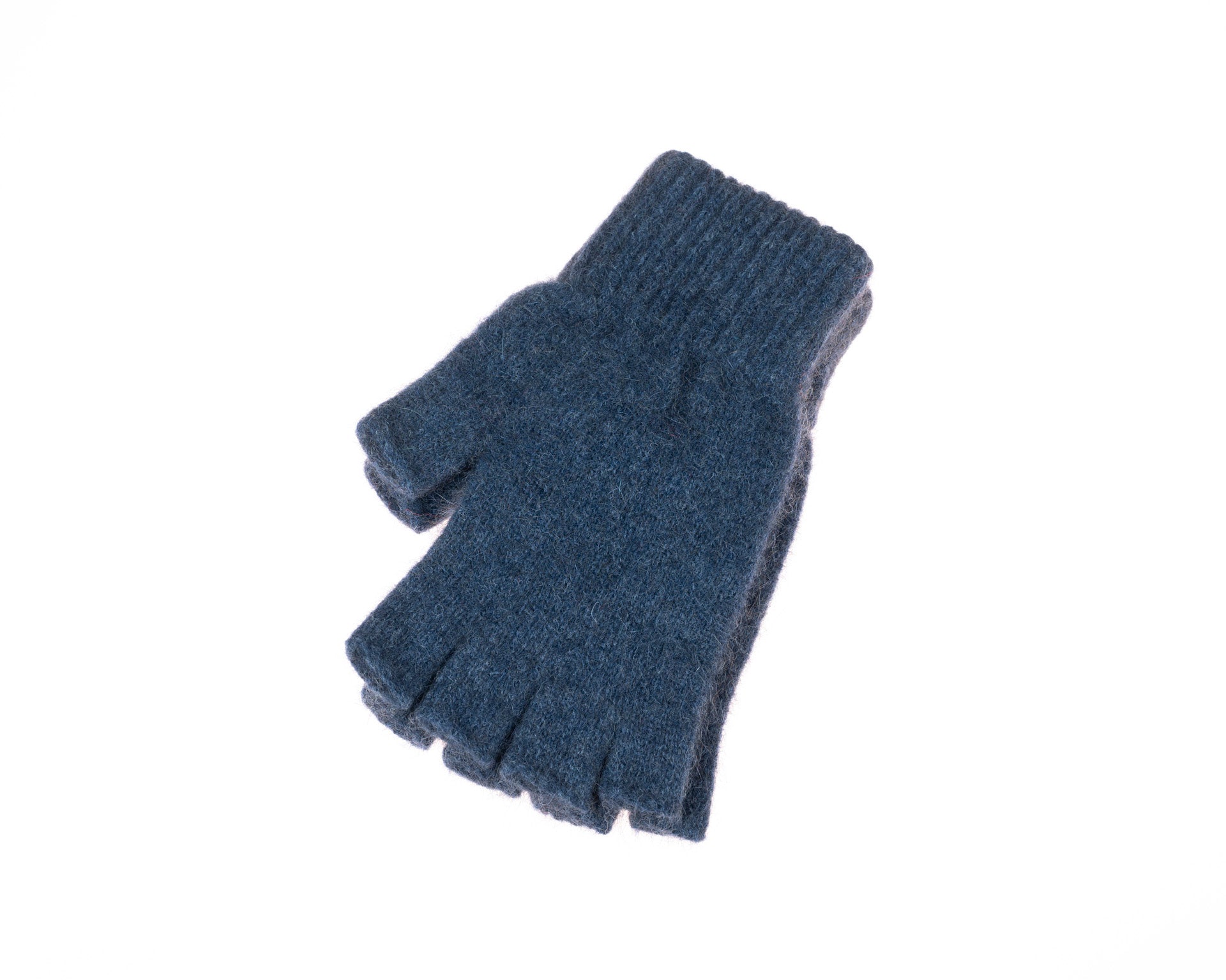 Wool Fingerless Gloves- Dark Navy & Rinsed Indigo Denim Denim